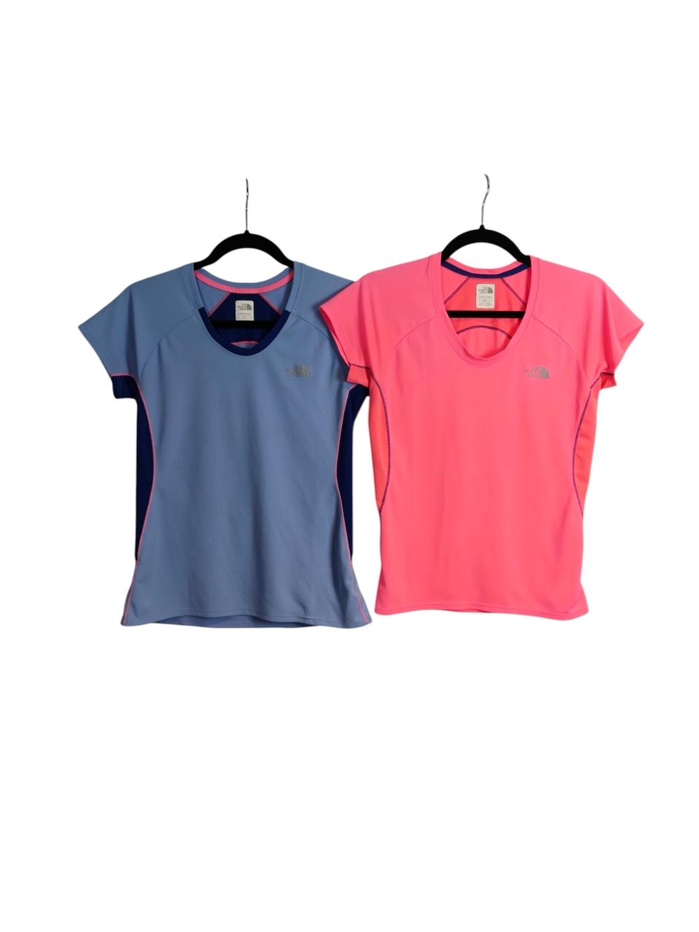THE NORTH FACE Flashdry Performance Tees - Blue & Neon Pink Size Small Lot of 2